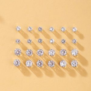 12 pcs rhinestone stud earrings